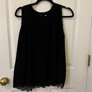 Cupio Black Sleeveless Blouse with Lace Detail, Size S